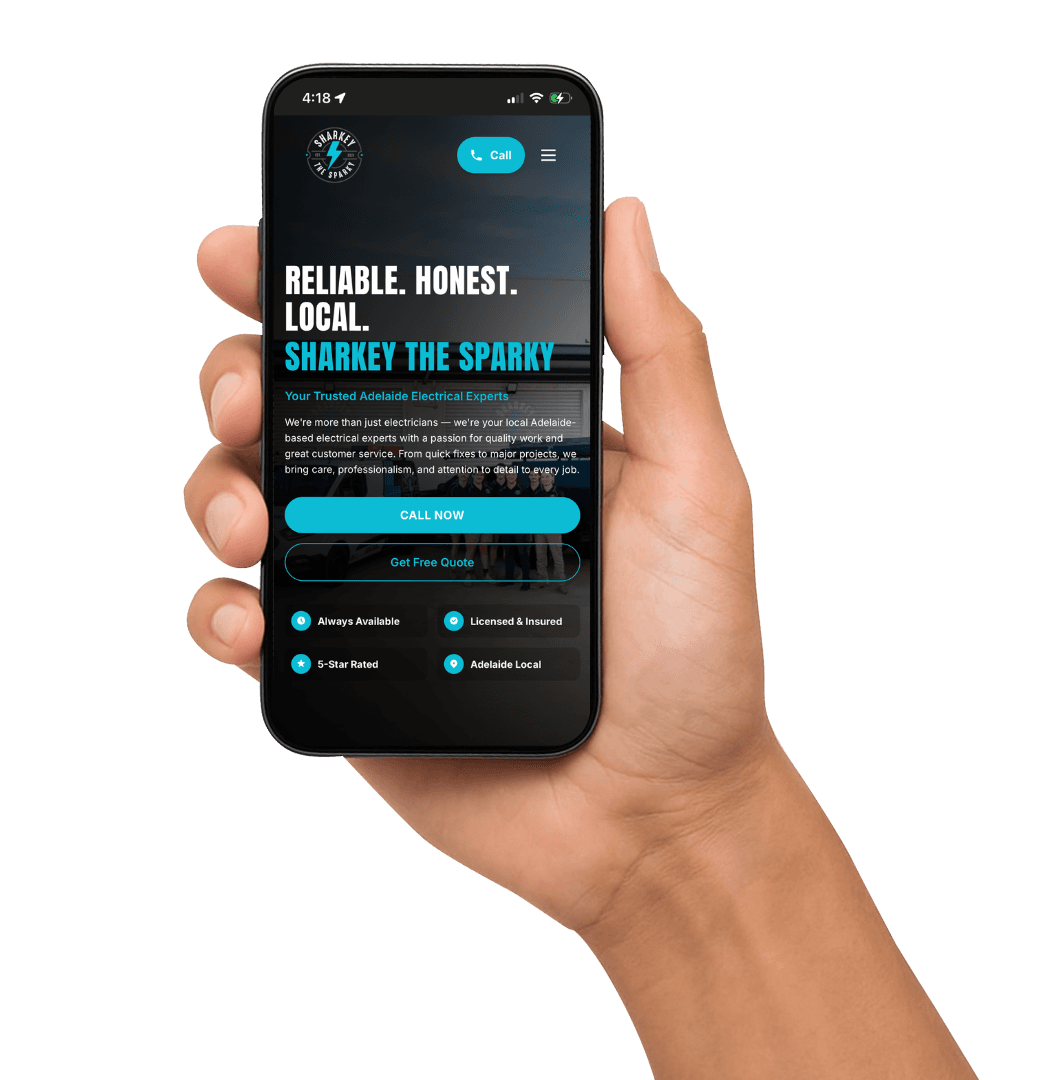 Mobile phone in hand showing website